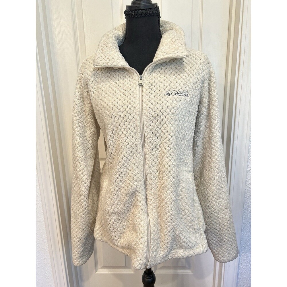 Columbia Ivory Cream Sherpa Full Zip Jacket Cozy Outdoor Women’s Large